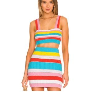 Solid and strip skirt set